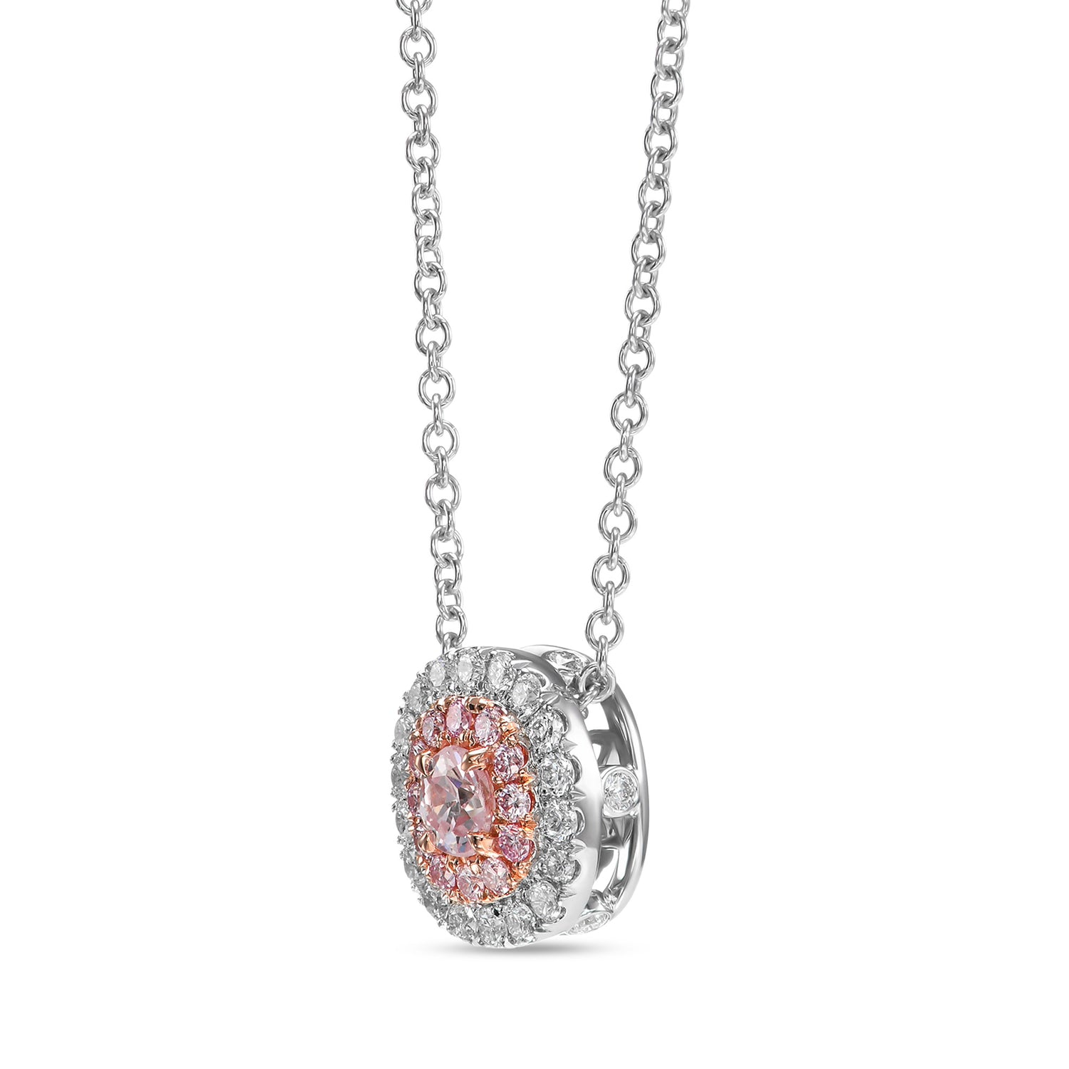 Fancy Light Pink Cushion Diamond Halo Pendant