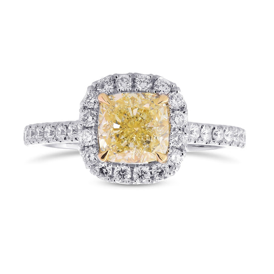 Light Yellow Cushion Diamond Halo Ring