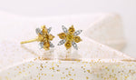Fancy Vivid Orange Yellow and White Pave Diamond Earrings