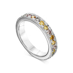 Multicolored Diamond Milgrain Band Ring