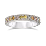 Multicolored Diamond Milgrain Band Ring