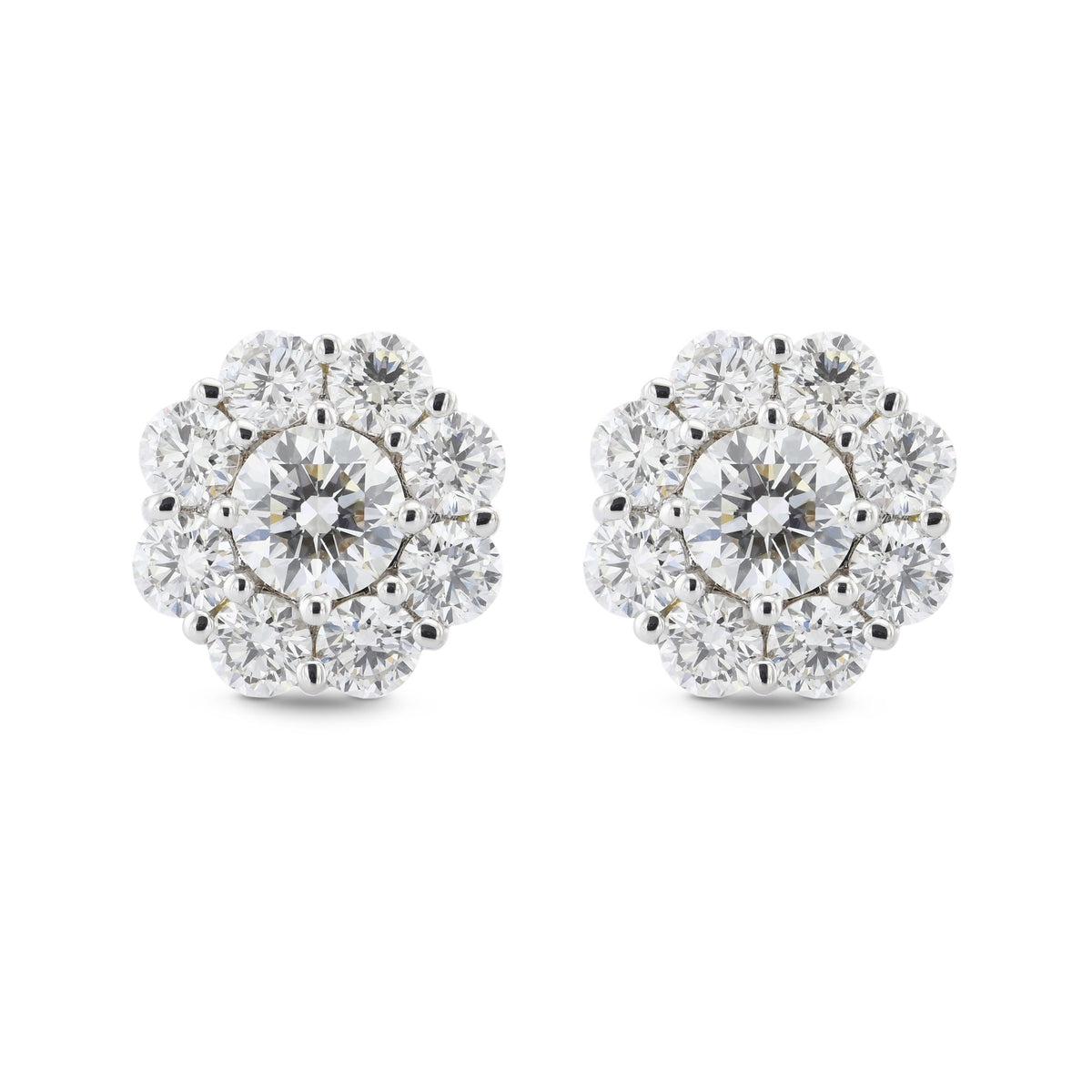 Round Brilliant Diamond Halo Earrings