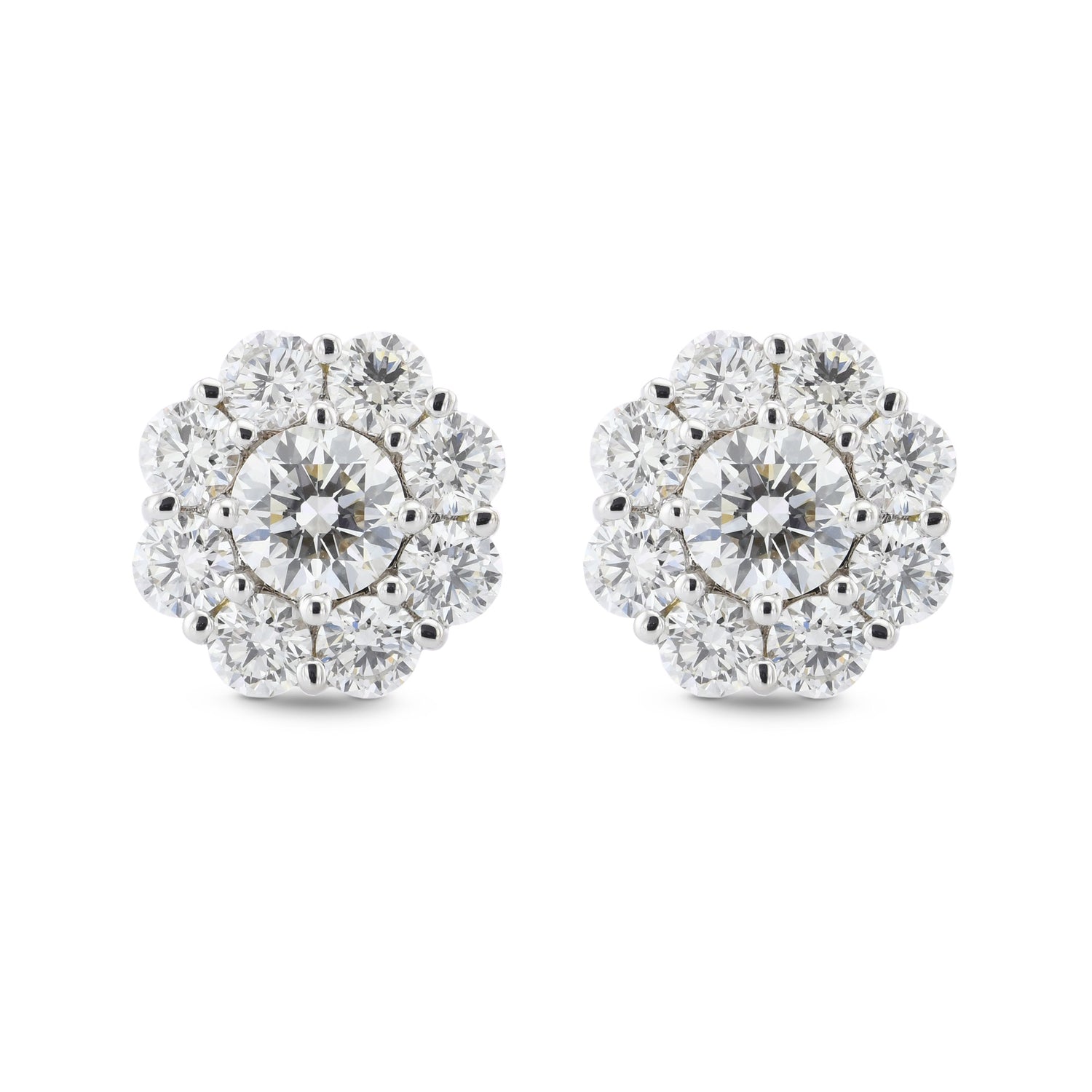 Round Brilliant Diamond Halo Earrings