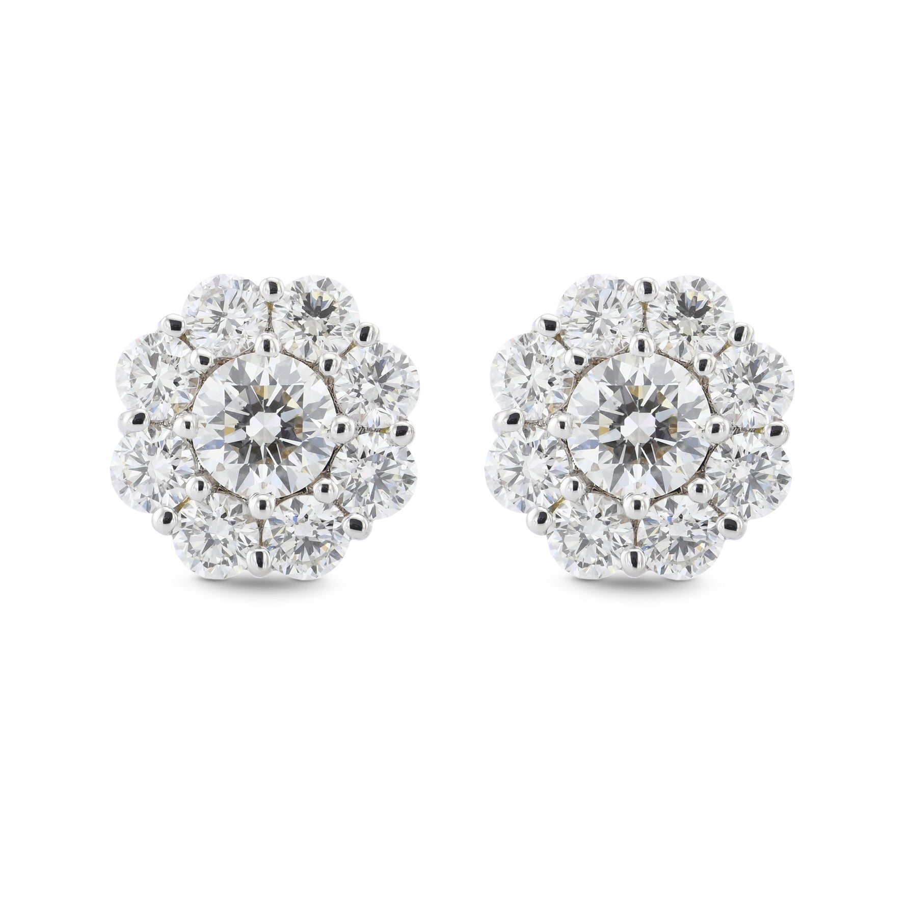 Round Brilliant Diamond Halo Earrings
