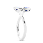 Blue Sapphire & Diamond Princess Two-stone Ring