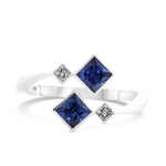 Blue Sapphire & Diamond Princess Two-stone Ring