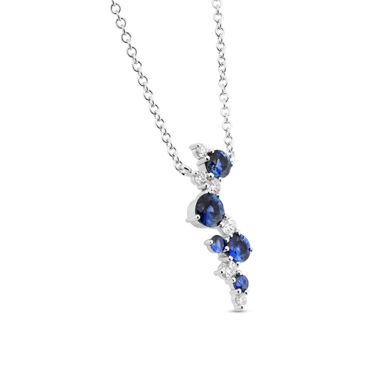 Blue Sapphire & Diamond Drop Pendant