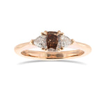 Fancy Deep Pink Brown Cushion & Triangle Diamond Side-stone Ring