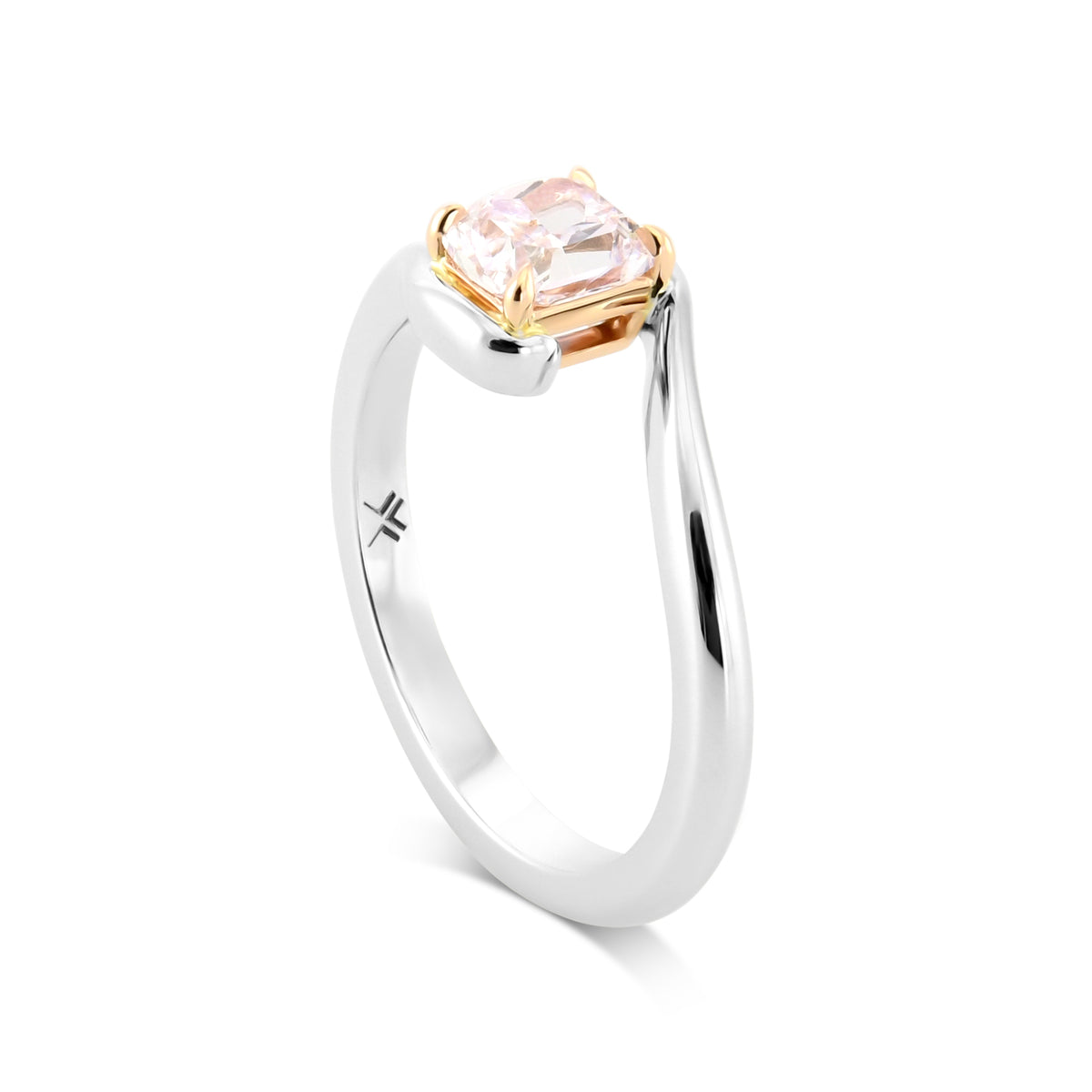 Fancy Light Pinkish Purple Radiant Diamond Cross-Over Solitaire Ring