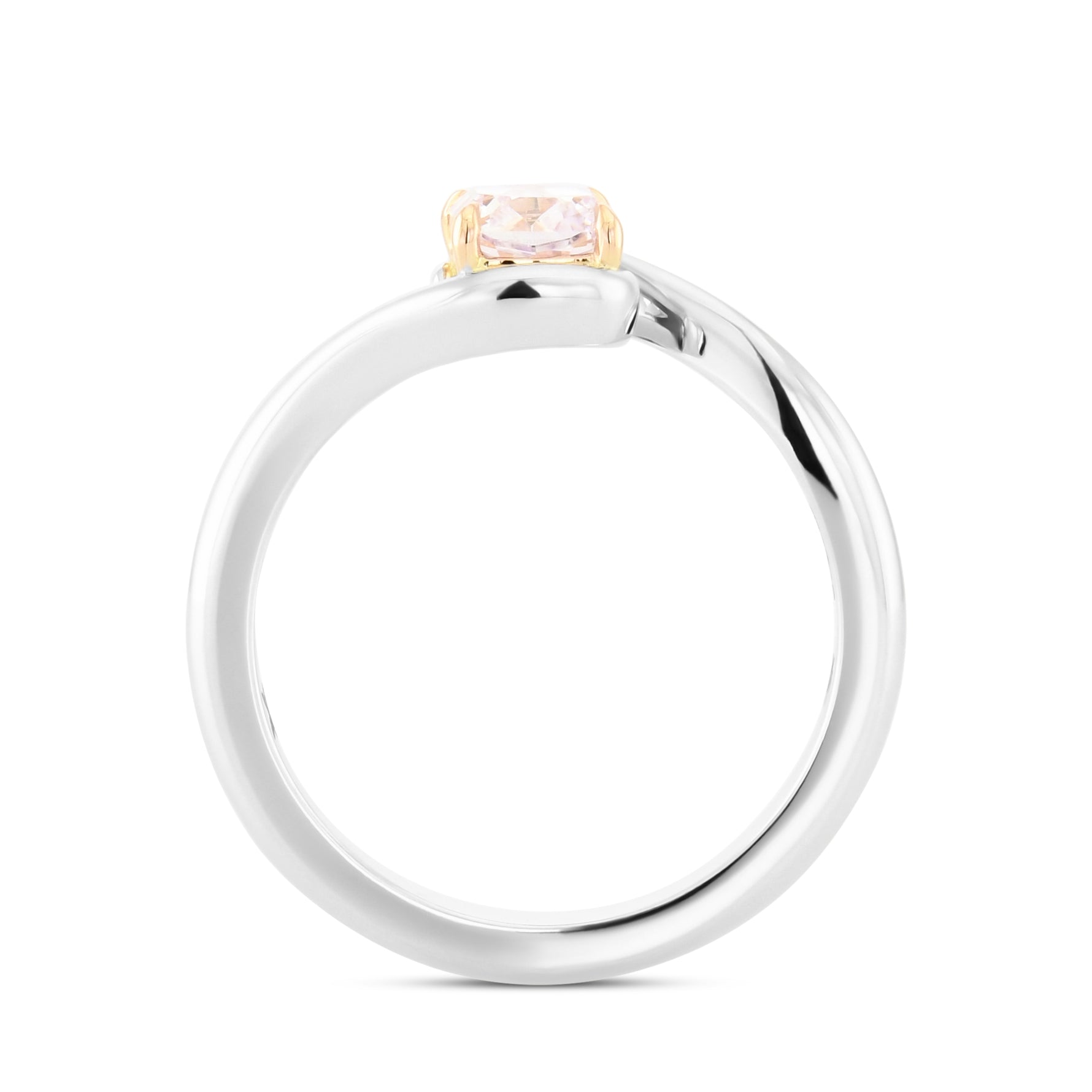 Fancy Light Pinkish Purple Radiant Diamond Cross-Over Solitaire Ring