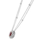 Round Ruby & Diamond Halo Pendant