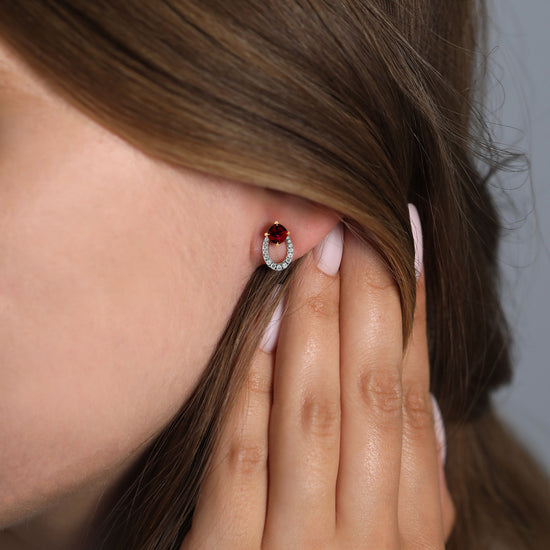 Red Cushion Ruby and Diamond Earrings