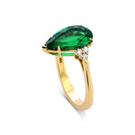 Pear Emerald Side Stone Ring