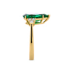 Pear Emerald Side Stone Ring