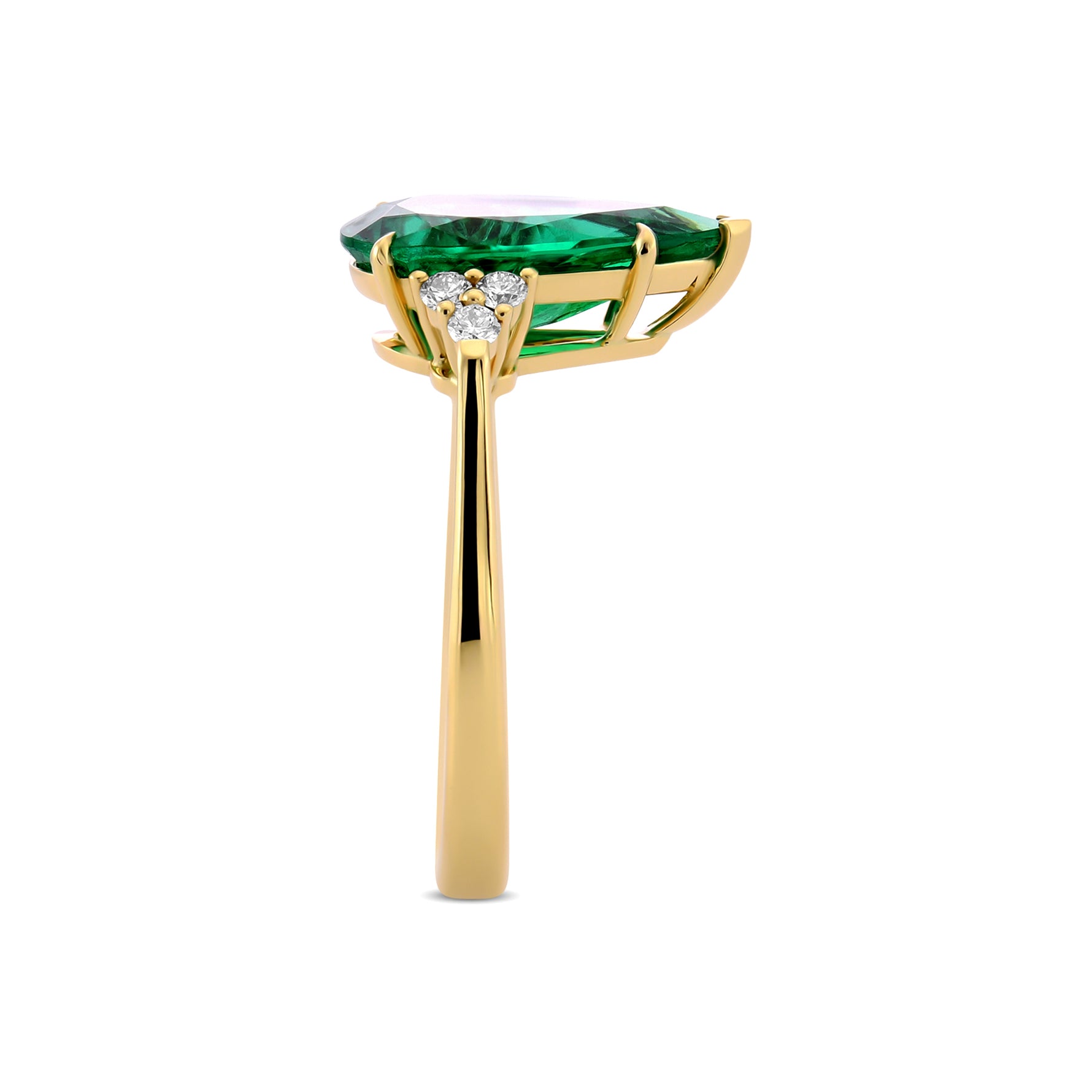Pear Emerald Side Stone Ring