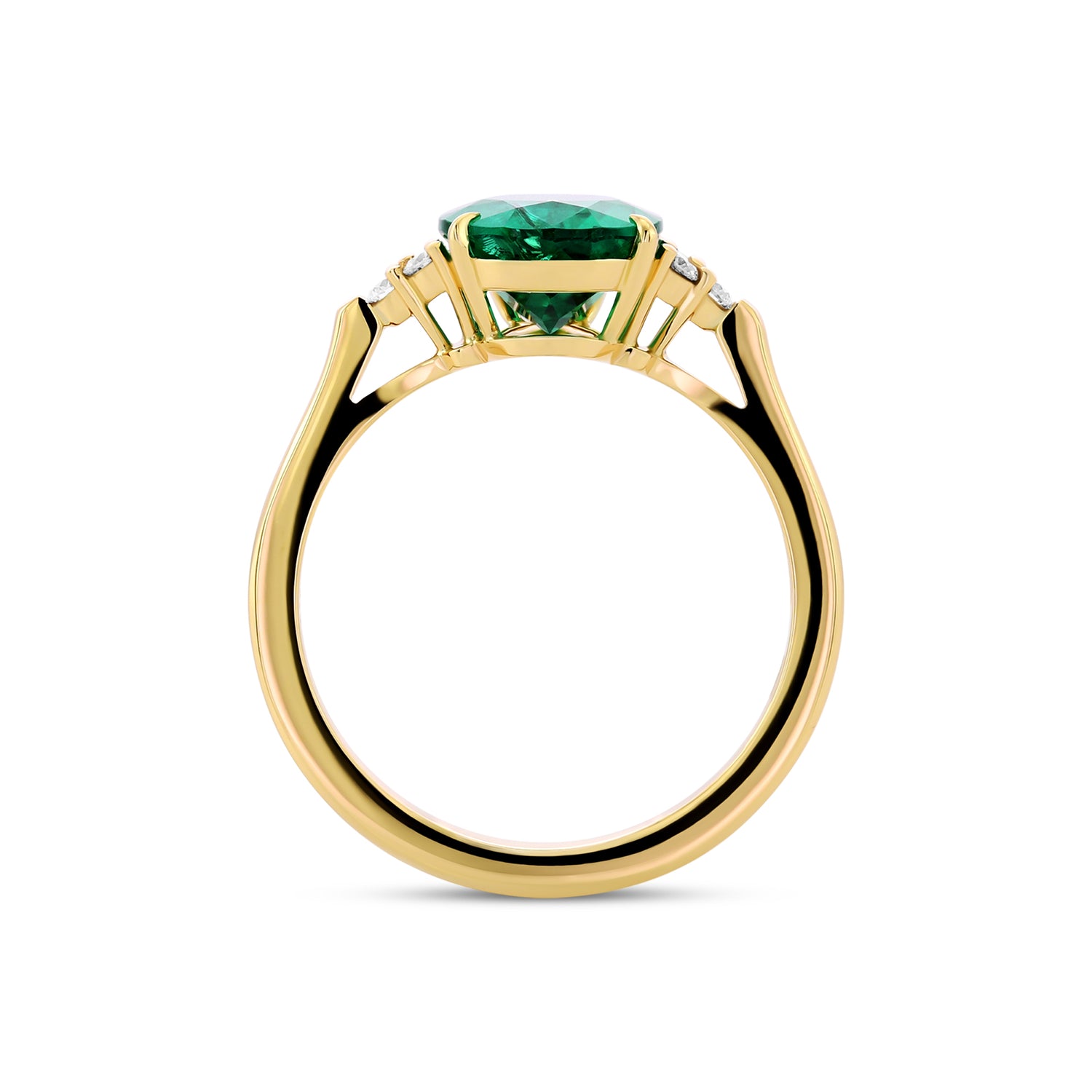 Pear Emerald Side Stone Ring