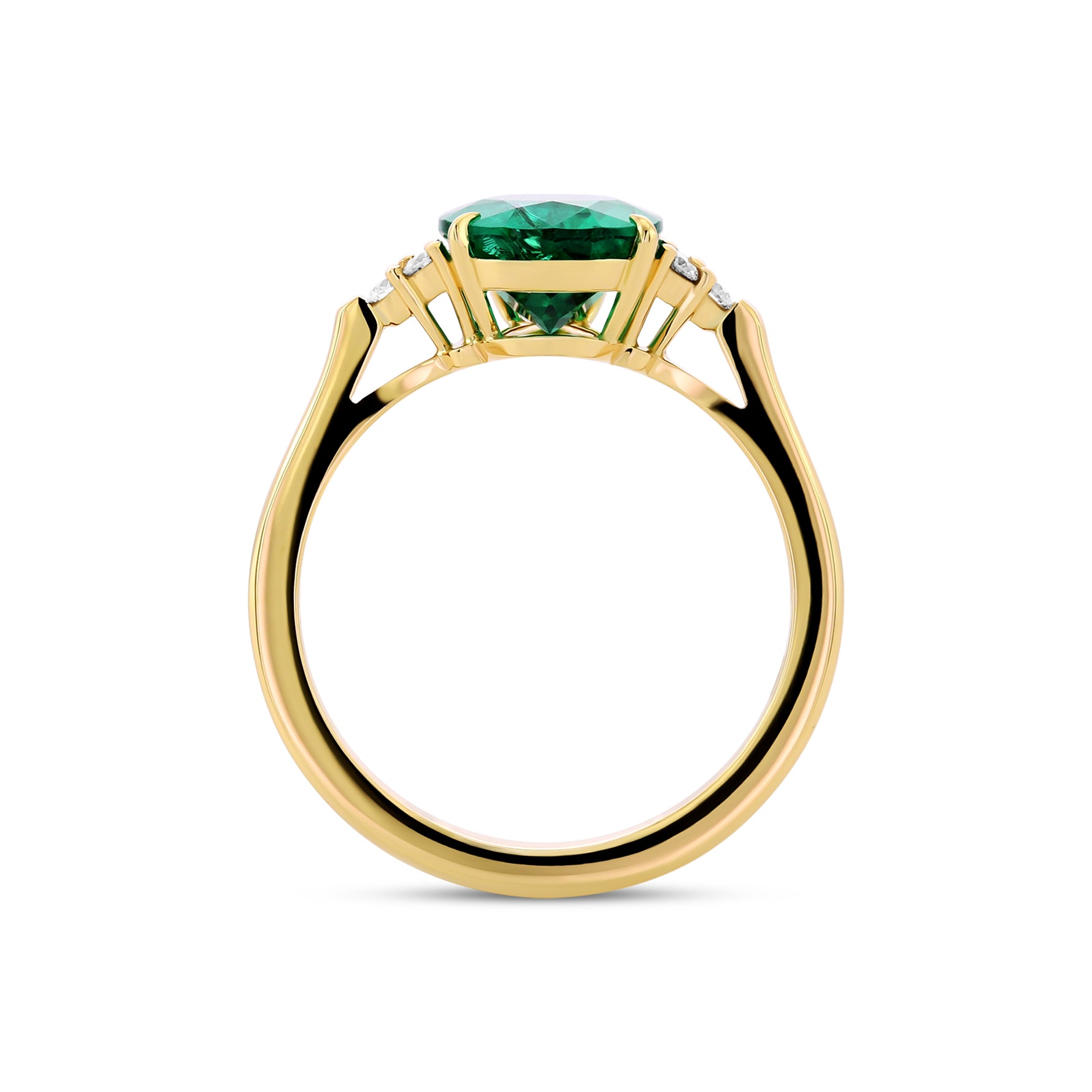 Pear Emerald Side Stone Ring