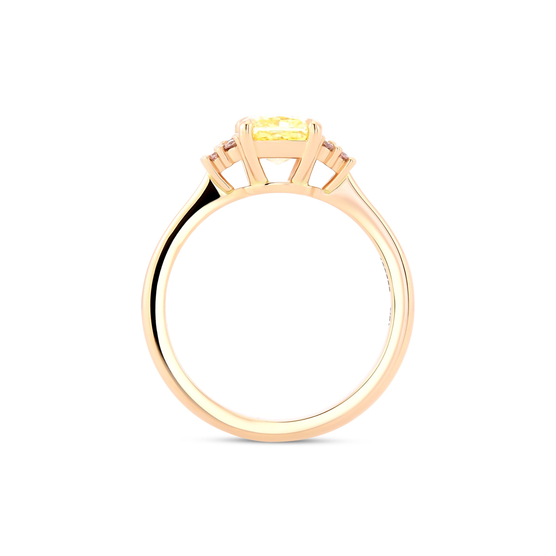 Fancy Intense Yellow Radiant & Fancy Light Pink Diamond Side-stone Ring