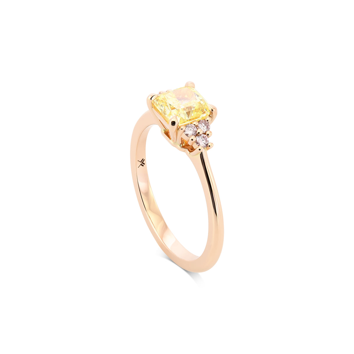 Fancy Intense Yellow Radiant & Fancy Light Pink Diamond Side-stone Ring