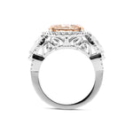 Fancy Brown Orange Oval & Pear Diamond Side-stone Vintage Ring