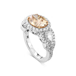 Fancy Brown Orange Oval & Pear Diamond Side-stone Vintage Ring