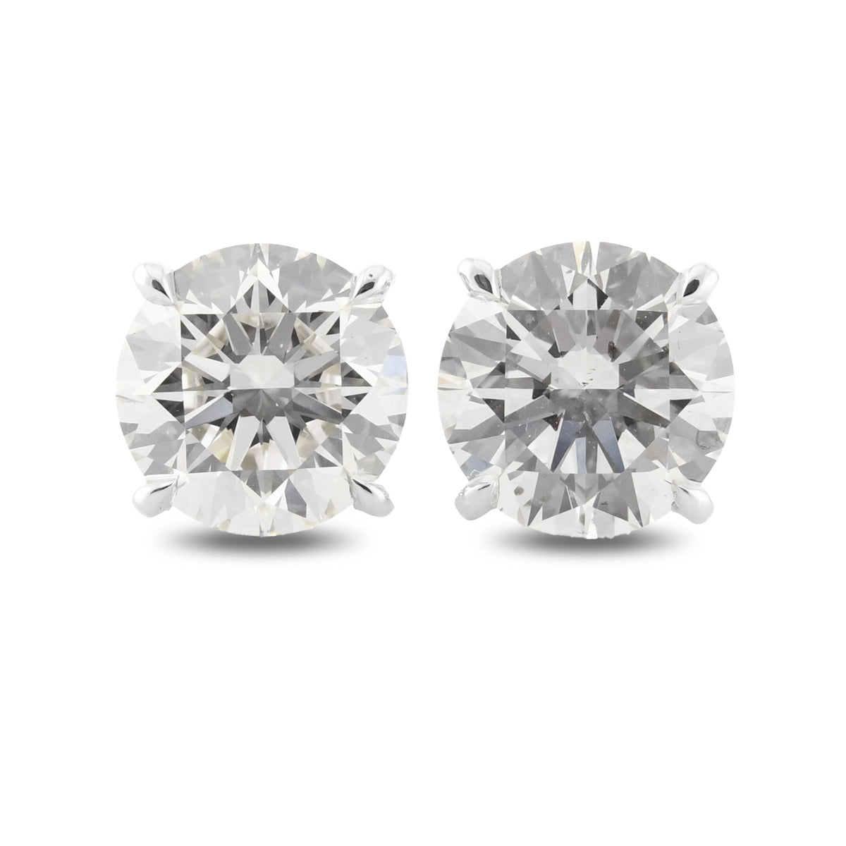 Colorless Round Brilliant Diamond Four Prong Basket Stud Earrings
