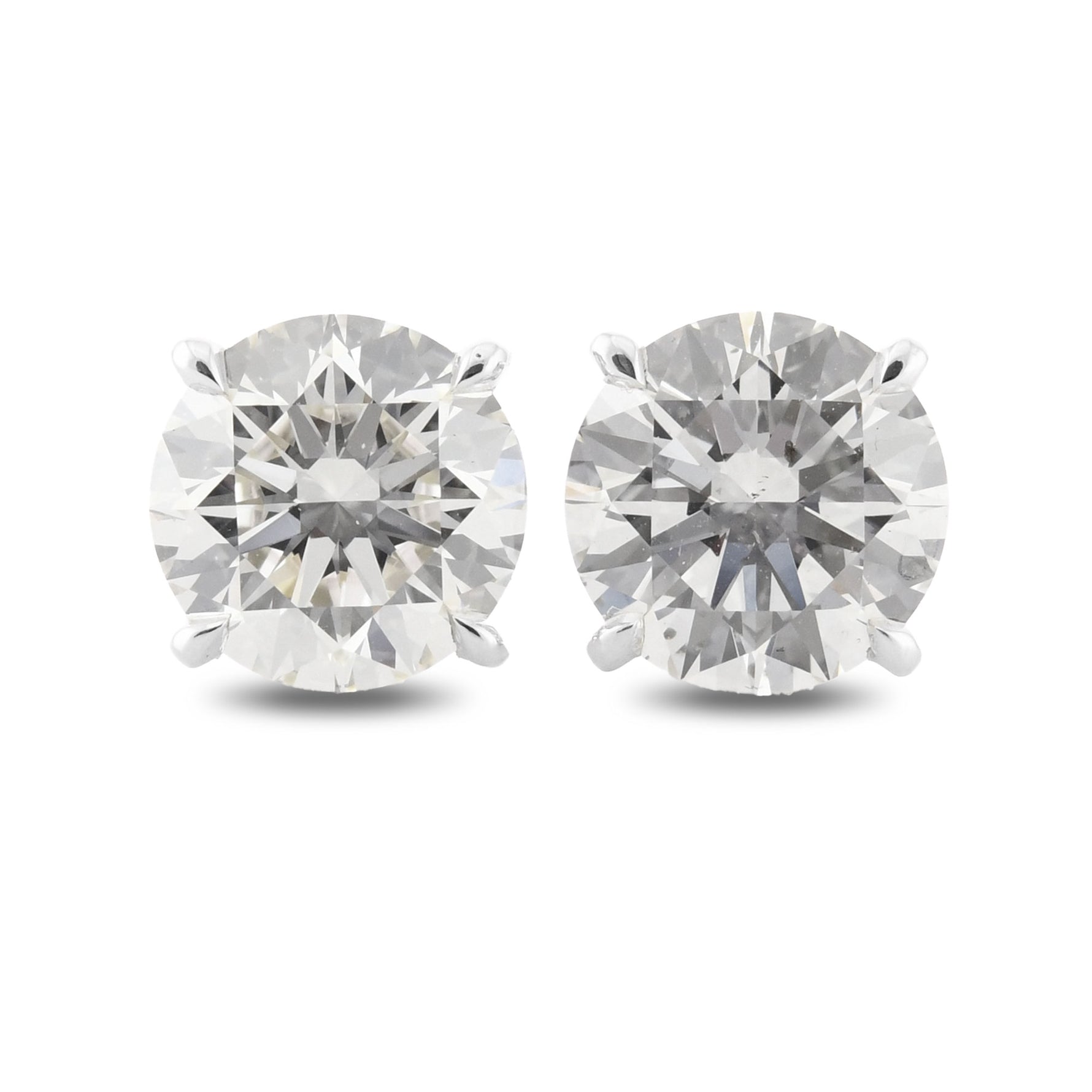 Colorless Round Brilliant Diamond Four Prong Basket Stud Earrings