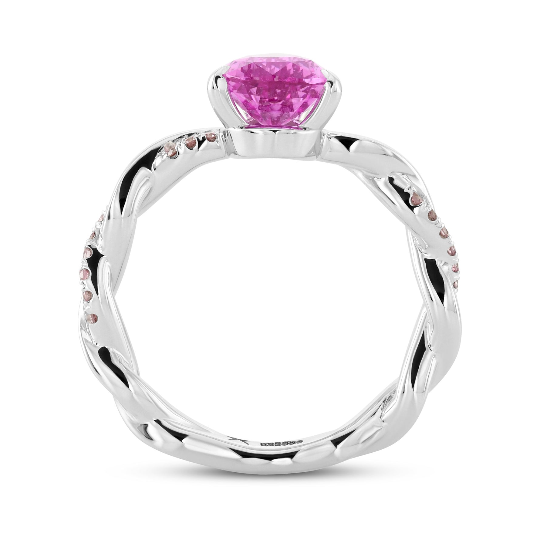 Pink Pear Sapphire & Pink Diamond Engagement Wedding Ring Set