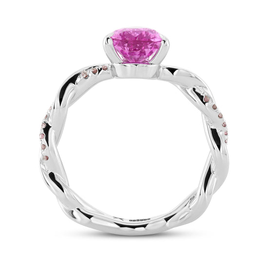 Pink Pear Sapphire & Pink Diamond Engagement Wedding Ring Set