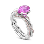 Pink Pear Sapphire & Pink Diamond Engagement Wedding Ring Set