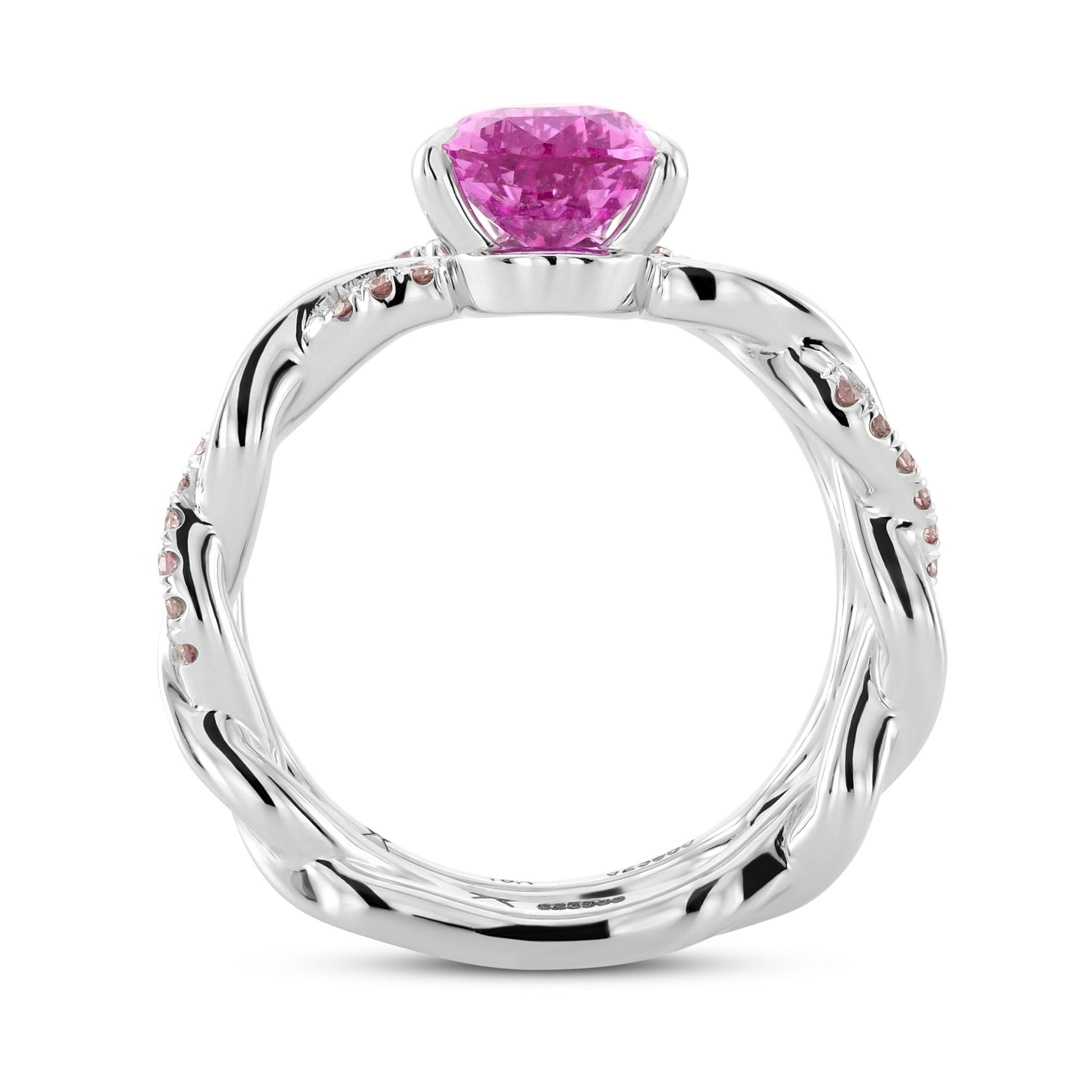 Pink Pear Sapphire & Pink Diamond Engagement Wedding Ring Set