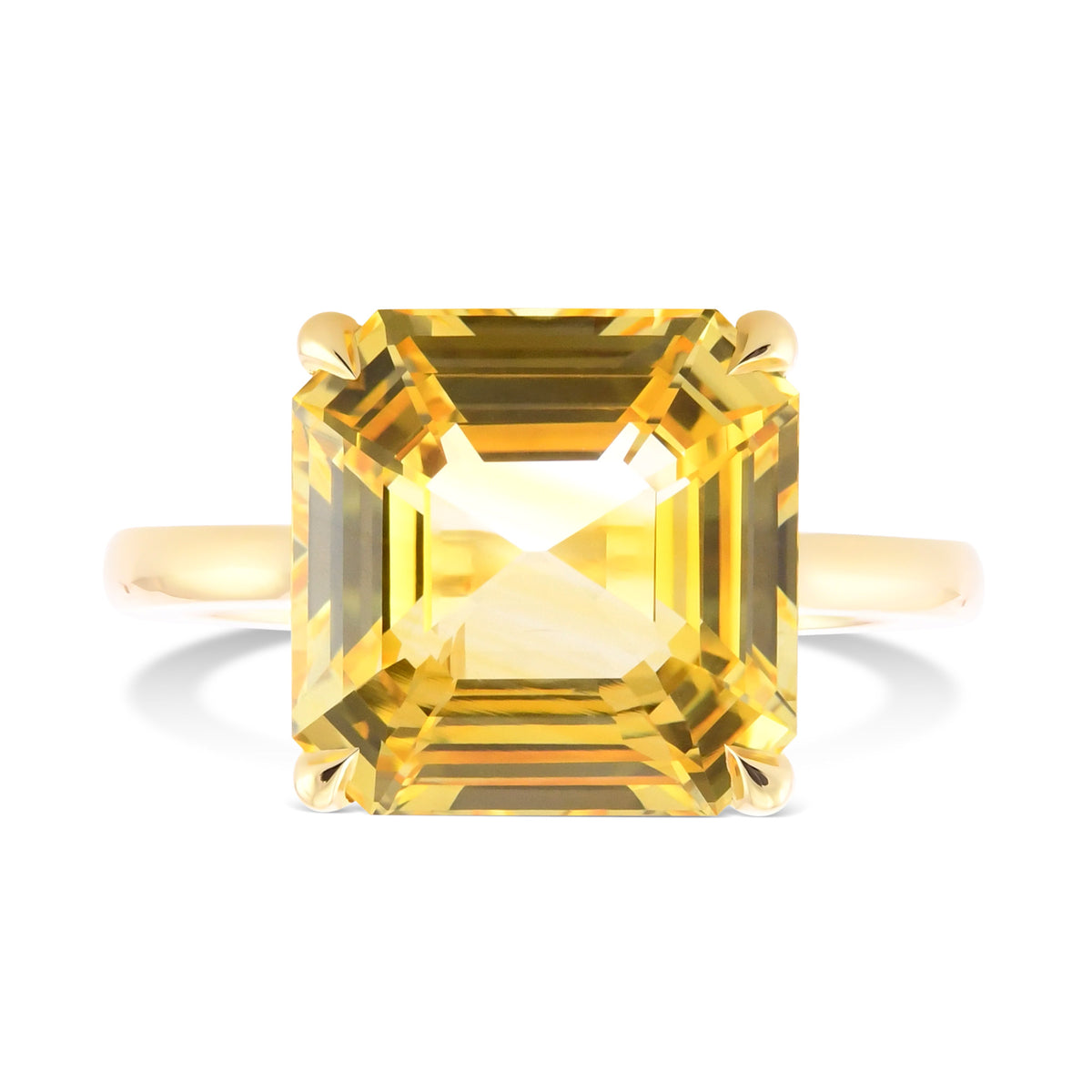 Emerald Shape, Yellow Sapphire Solitaire Ring
