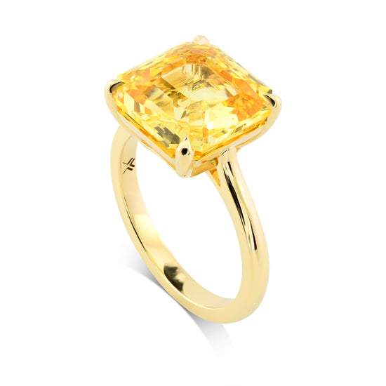 Emerald Shape, Yellow Sapphire Solitaire Ring