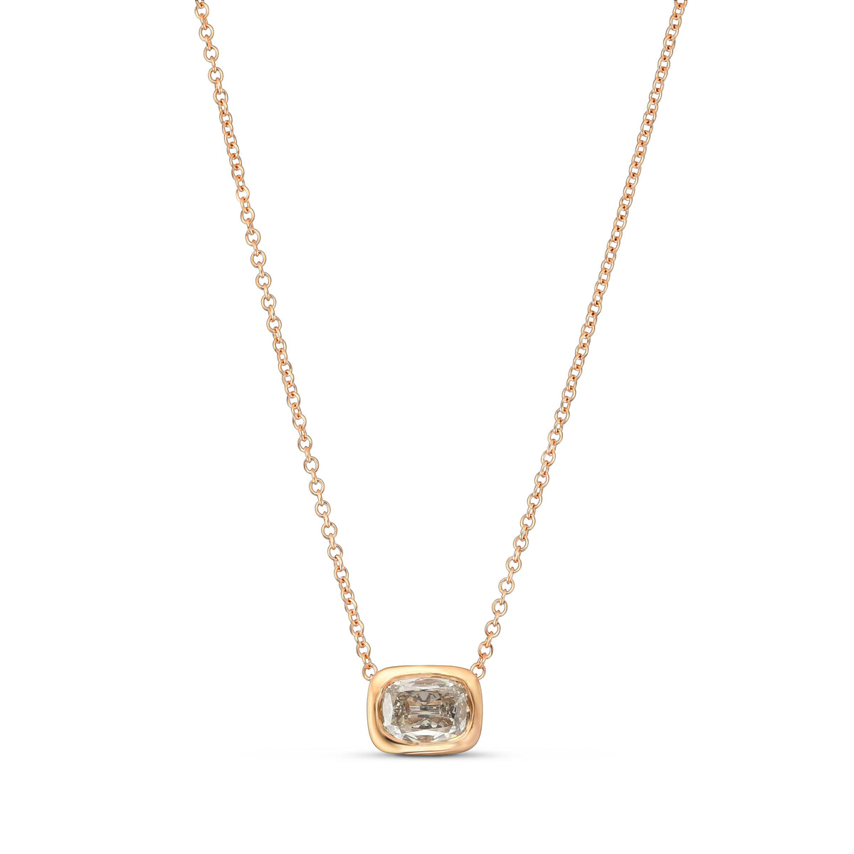 Fancy Light Gray Cushion Solitaire Diamond Pendant