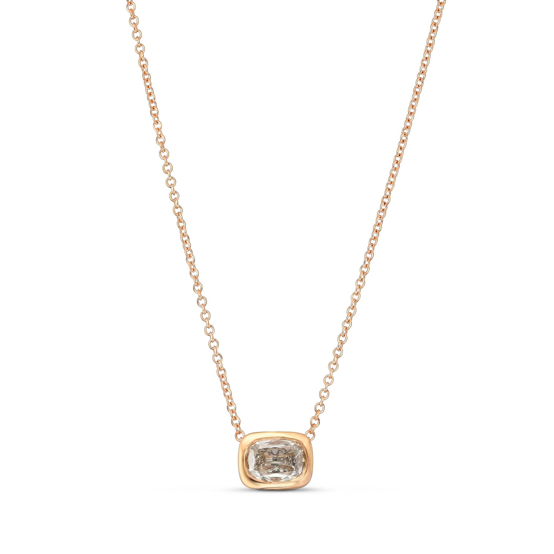 Fancy Light Gray Cushion Solitaire Diamond Pendant