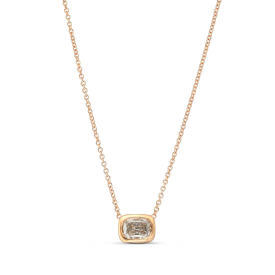 Fancy Light Gray Cushion Solitaire Diamond Pendant