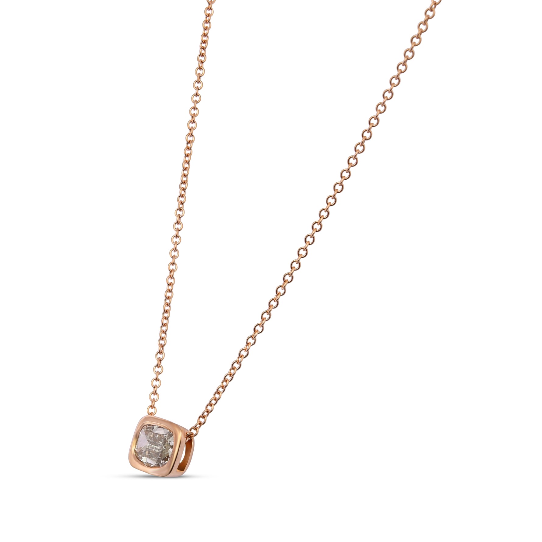 Fancy Light Gray Cushion Solitaire Diamond Pendant