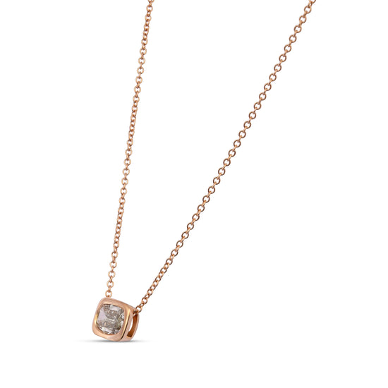 Fancy Light Gray Cushion Solitaire Diamond Pendant
