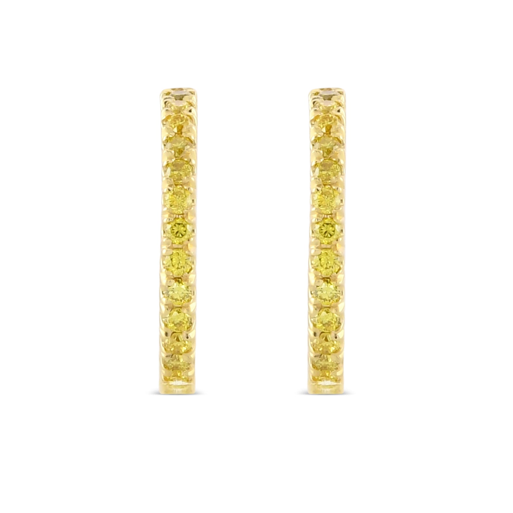 Fancy Vivid Yellow Round Brilliant Diamond Hoop Earrings