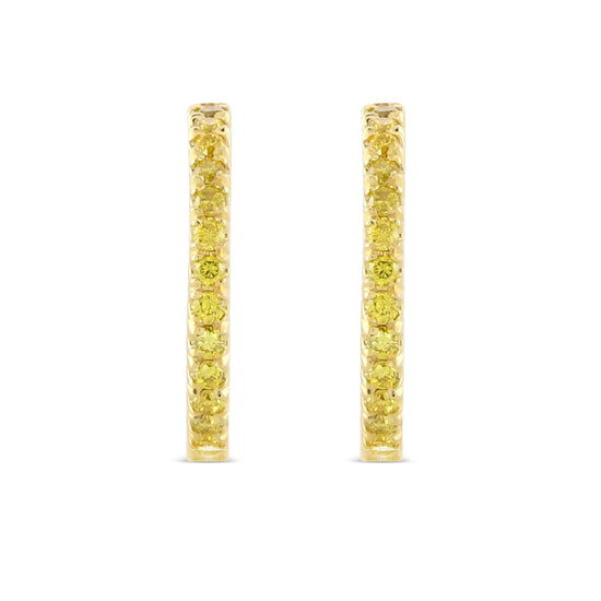 Fancy Vivid Yellow Round Brilliant Diamond Hoop Earrings