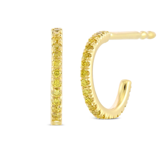 Fancy Vivid Yellow Round Brilliant Diamond Hoop Earrings