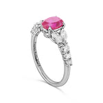 Oval Ruby and Diamond Side-stone Ring