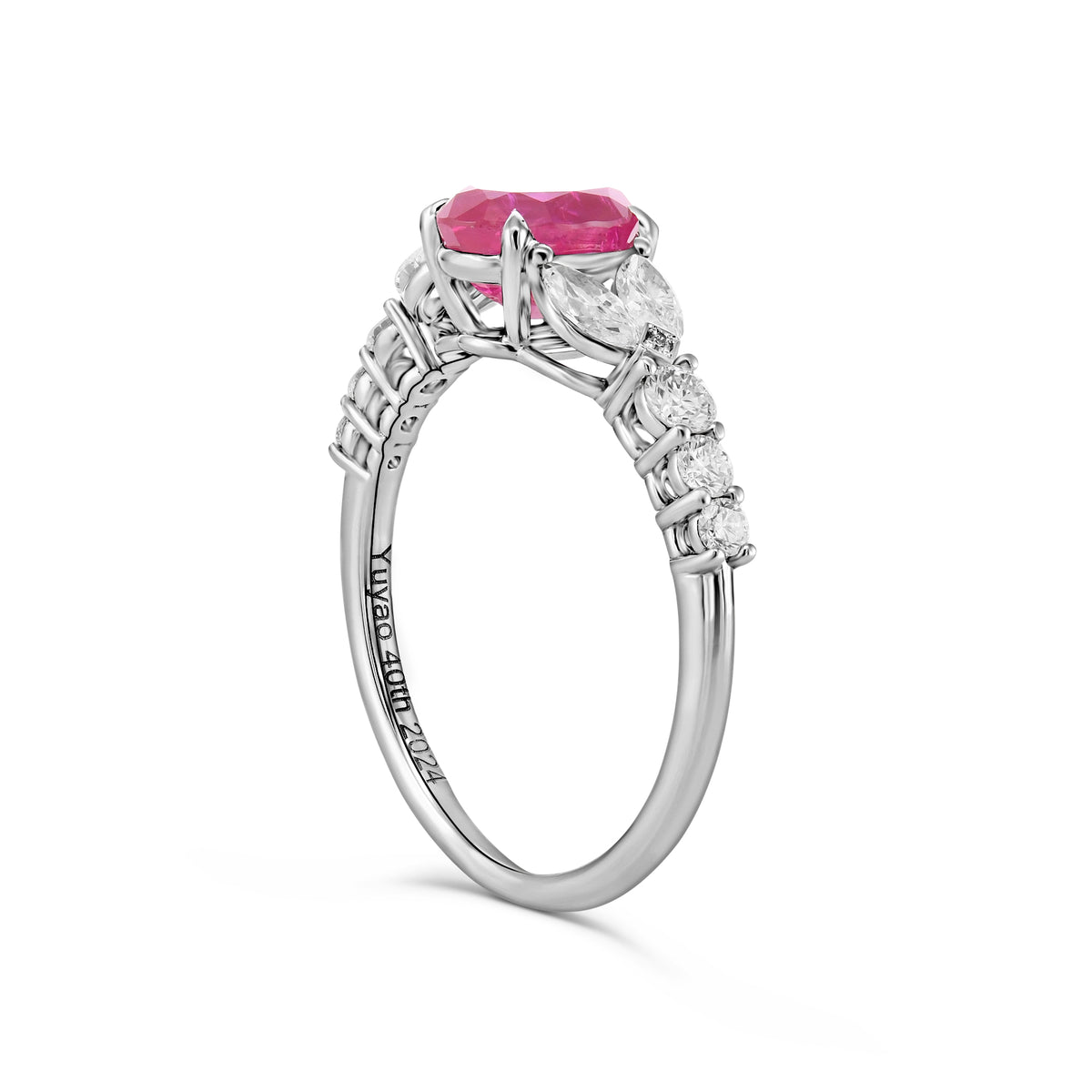 Oval Ruby and Diamond Side-stone Ring