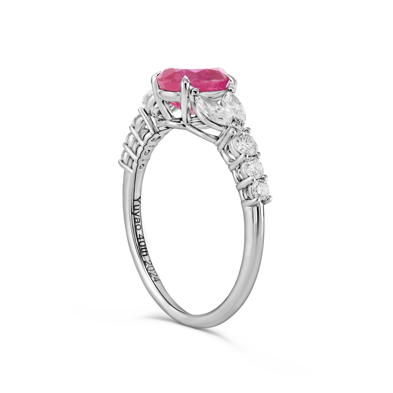Oval Ruby and Diamond Side-stone Ring