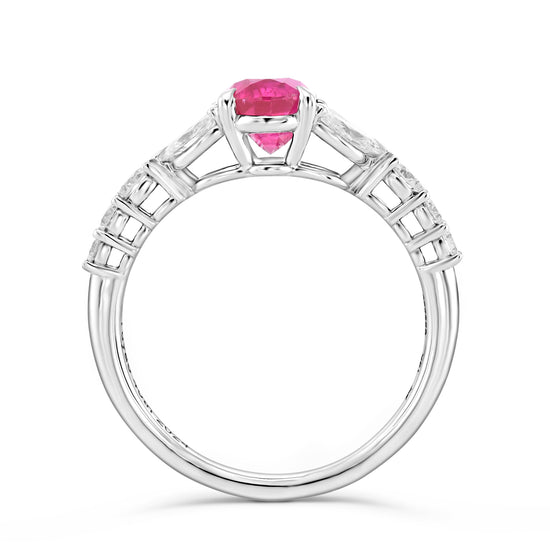 Oval Ruby and Diamond Side-stone Ring