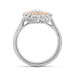 Oval Scalloped Halo Diamond Ring