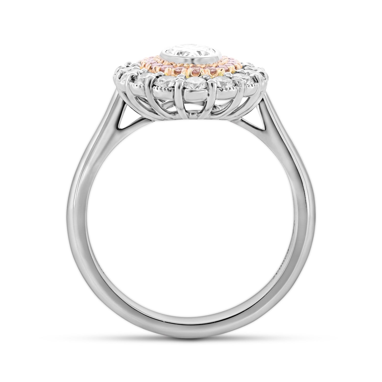 Oval Scalloped Halo Diamond Ring