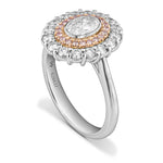 Oval Scalloped Halo Diamond Ring
