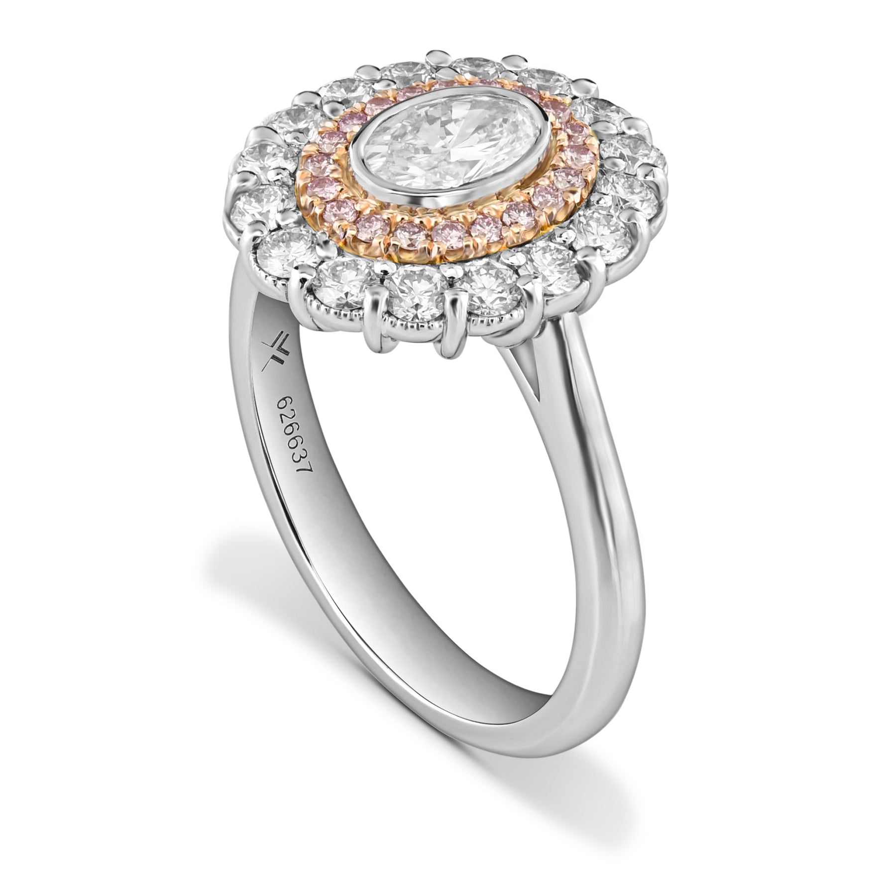 Oval Scalloped Halo Diamond Ring