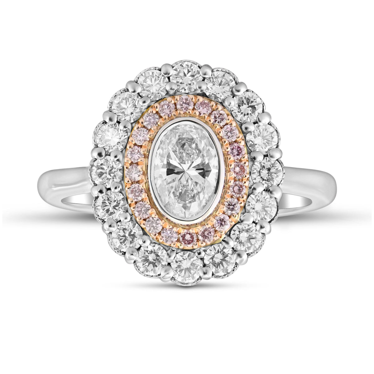 Oval Scalloped Halo Diamond Ring